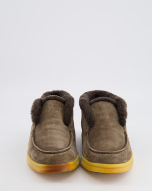Loro Piana Brown Open Walk Ankle Boots in Suede with Fur Lining Size EU 38 RRP £2,200