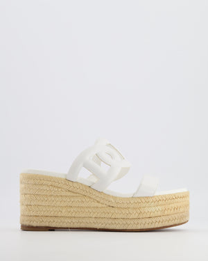 Hermès White Leather Ithea 30 Wedge Espadrilles Size EU 38 RRP £690
