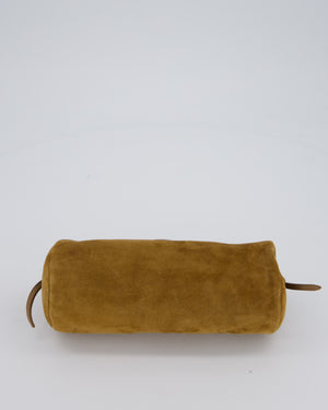 Miu Miu Beige Suede Barrel Bag with Gold Hardware