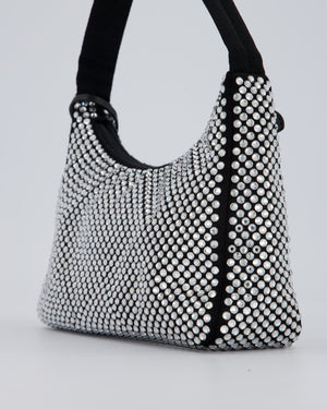 Prada Re-Edition 2000 Black and Silver Crystal Bag in Satin