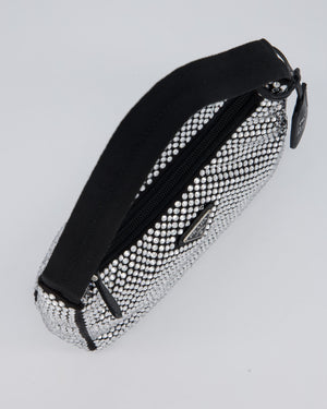 Prada Re-Edition 2000 Black and Silver Crystal Bag in Satin