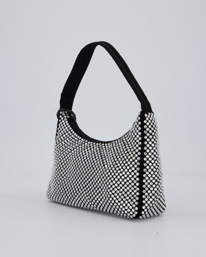 Prada Re-Edition 2000 Black and Silver Crystal Bag in Satin