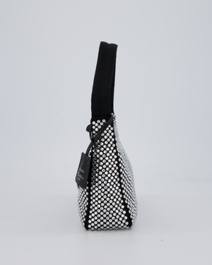 Prada Re-Edition 2000 Black and Silver Crystal Bag in Satin