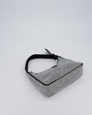 Prada Re-Edition 2000 Black and Silver Crystal Bag in Satin