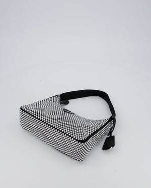 Prada Re-Edition 2000 Black and Silver Crystal Bag in Satin