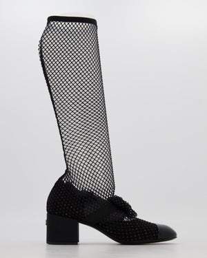 Chanel Black Diamante Bow CC Boots Size EU 40