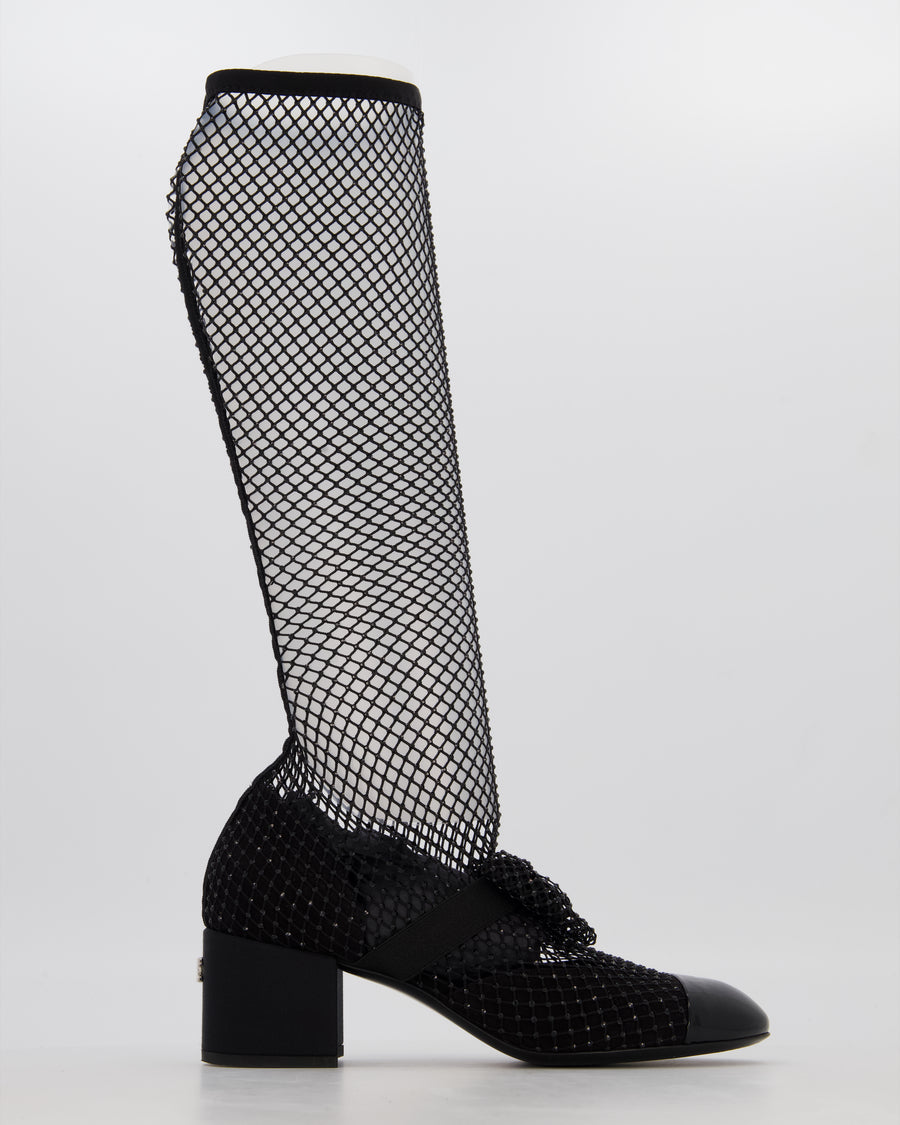 Chanel Black Diamante Bow CC Boots Size EU 40