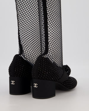 Chanel Black Diamante Bow CC Boots Size EU 40