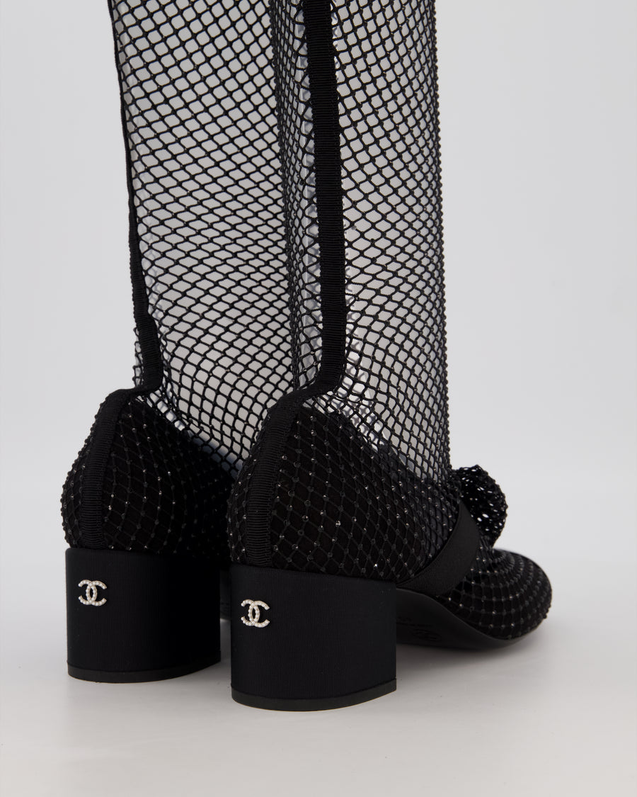 Chanel Black Diamante Bow CC Boots Size EU 40