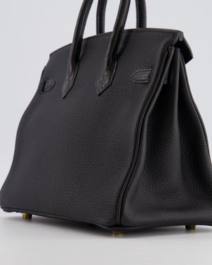 *VERY HOT* Hermès Birkin 25 Touch Bag in Noir Togo Leather and Matte Alligator Mississippiensis with Gold Hardware