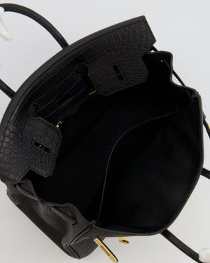 *VERY HOT* Hermès Birkin 25 Touch Bag in Noir Togo Leather and Matte Alligator Mississippiensis with Gold Hardware