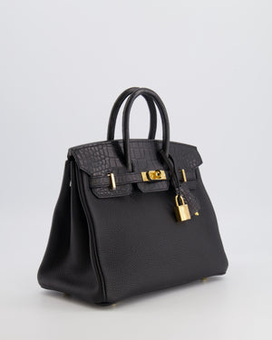 *VERY HOT* Hermès Birkin 25 Touch Bag in Noir Togo Leather and Matte Alligator Mississippiensis with Gold Hardware