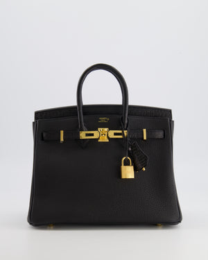 *VERY HOT* Hermès Birkin 25 Touch Bag in Noir Togo Leather and Matte Alligator Mississippiensis with Gold Hardware