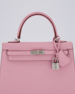 *SUPER HOT* Hermès Kelly 25 Sellier Bag in Mauve Sylvestre Epsom Leather with Palladium Hardware