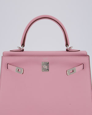 *SUPER HOT* Hermès Kelly 25 Sellier Bag in Mauve Sylvestre Epsom Leather with Palladium Hardware
