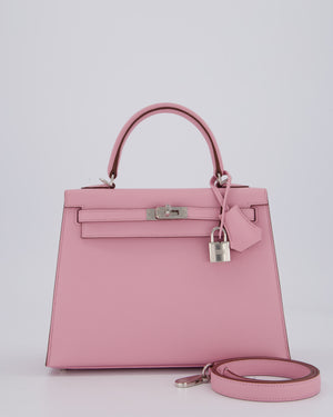 *SUPER HOT* Hermès Kelly 25 Sellier Bag in Mauve Sylvestre Epsom Leather with Palladium Hardware