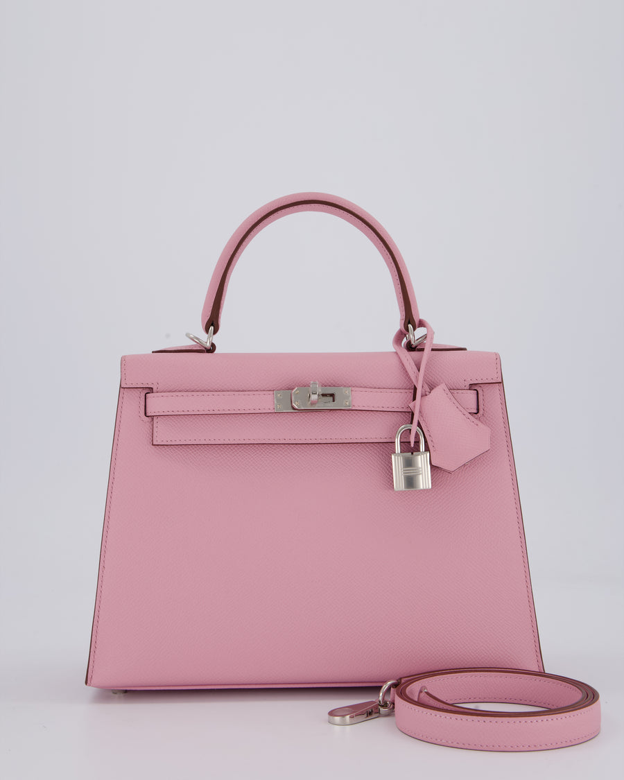 *SUPER HOT* Hermès Kelly 25 Sellier Bag in Mauve Sylvestre Epsom Leather with Palladium Hardware