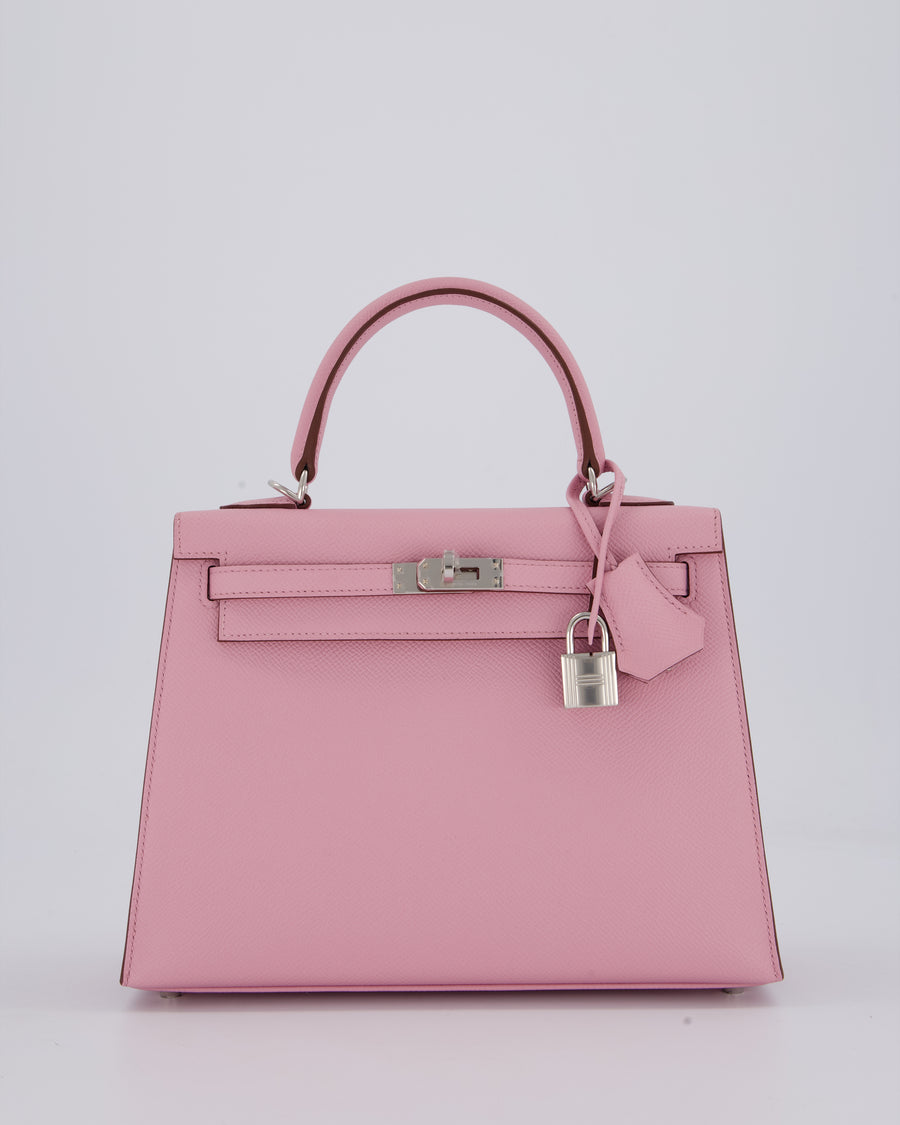 *SUPER HOT* Hermès Kelly 25 Sellier Bag in Mauve Sylvestre Epsom Leather with Palladium Hardware