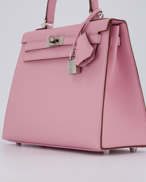 *SUPER HOT* Hermès Kelly 25 Sellier Bag in Mauve Sylvestre Epsom Leather with Palladium Hardware