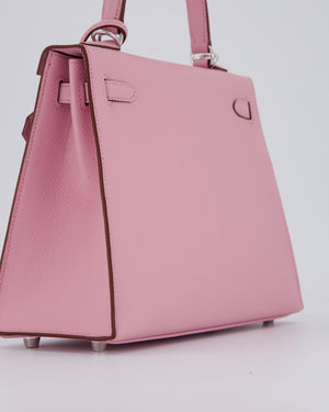 *SUPER HOT* Hermès Kelly 25 Sellier Bag in Mauve Sylvestre Epsom Leather with Palladium Hardware