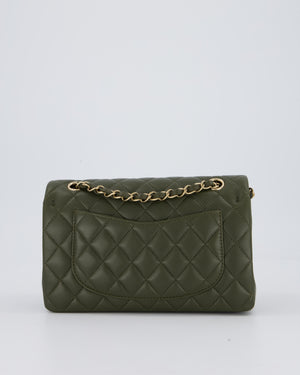 *HOT* Chanel Olive Green Small Classic Double Flap Bag in Lambskin Leather with Champagne Gold Hardware