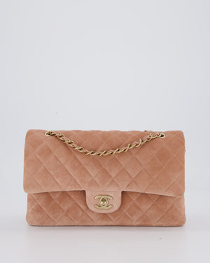*SUPER RARE* Chanel Caramel Medium Classic Double Flap Bag in Suede Leather with Champagne Gold Hardware
