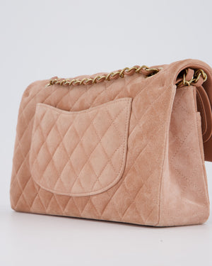 *SUPER RARE* Chanel Caramel Medium Classic Double Flap Bag in Suede Leather with Champagne Gold Hardware