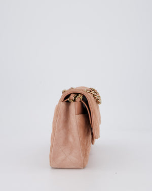 *SUPER RARE* Chanel Caramel Medium Classic Double Flap Bag in Suede Leather with Champagne Gold Hardware