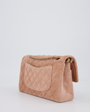 *SUPER RARE* Chanel Caramel Medium Classic Double Flap Bag in Suede Leather with Champagne Gold Hardware