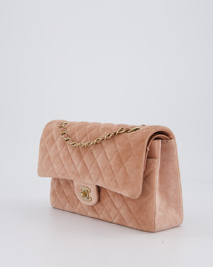 *SUPER RARE* Chanel Caramel Medium Classic Double Flap Bag in Suede Leather with Champagne Gold Hardware