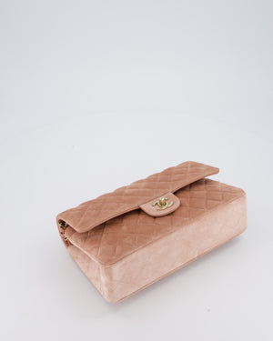 *SUPER RARE* Chanel Caramel Medium Classic Double Flap Bag in Suede Leather with Champagne Gold Hardware