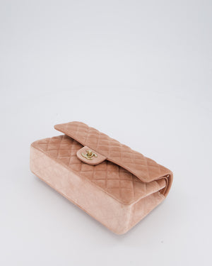 *SUPER RARE* Chanel Caramel Medium Classic Double Flap Bag in Suede Leather with Champagne Gold Hardware