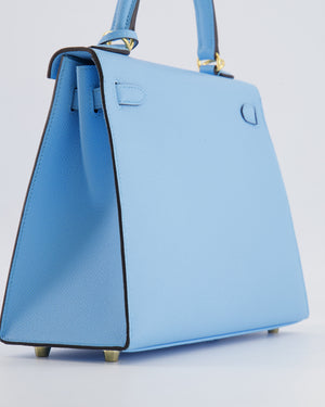 Hermès Kelly 25 Sellier Bag in Bleu Celeste Epsom Leather with Gold Hardware