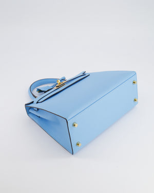 Hermès Kelly 25 Sellier Bag in Bleu Celeste Epsom Leather with Gold Hardware
