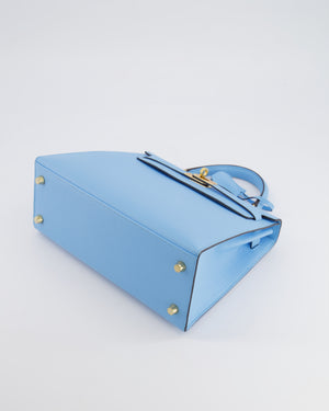 Hermès Kelly 25 Sellier Bag in Bleu Celeste Epsom Leather with Gold Hardware