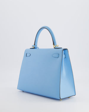 Hermès Kelly 25 Sellier Bag in Bleu Celeste Epsom Leather with Gold Hardware