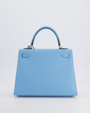 Hermès Kelly 25 Sellier Bag in Bleu Celeste Epsom Leather with Gold Hardware