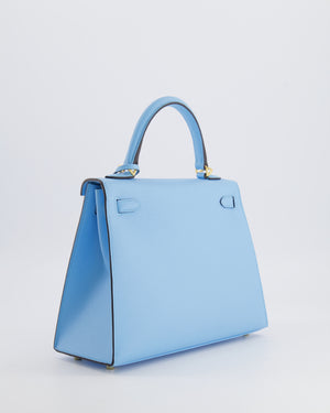 Hermès Kelly 25 Sellier Bag in Bleu Celeste Epsom Leather with Gold Hardware