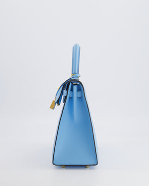 Hermès Kelly 25 Sellier Bag in Bleu Celeste Epsom Leather with Gold Hardware