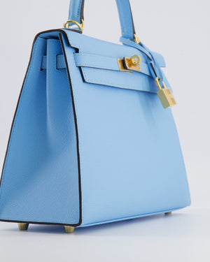Hermès Kelly 25 Sellier Bag in Bleu Celeste Epsom Leather with Gold Hardware