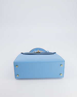 Hermès Kelly 25 Sellier Bag in Bleu Celeste Epsom Leather with Gold Hardware