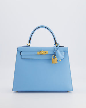 Hermès Kelly 25 Sellier Bag in Bleu Celeste Epsom Leather with Gold Hardware