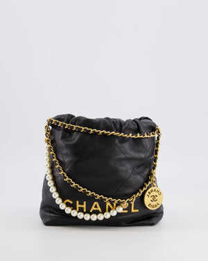 Chanel Black Mini 22 Bag in Lambskin Leather with Gold Hardware