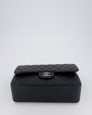 Chanel Black Jumbo Classic Double Flap Bag in Caviar Leather with Silver Hardware