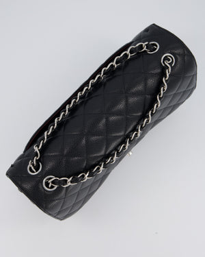 Chanel Black Jumbo Classic Double Flap Bag in Caviar Leather with Silver Hardware