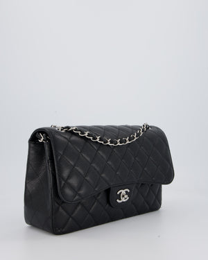 Chanel Black Jumbo Classic Double Flap Bag in Caviar Leather with Silver Hardware