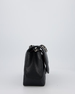 Chanel Black Jumbo Classic Double Flap Bag in Caviar Leather with Silver Hardware