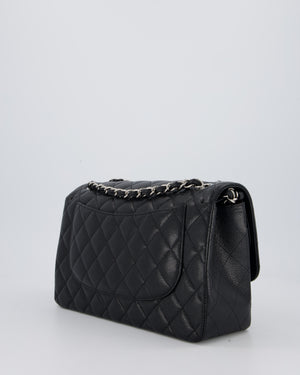 Chanel Black Jumbo Classic Double Flap Bag in Caviar Leather with Silver Hardware
