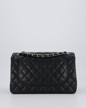 Chanel Black Jumbo Classic Double Flap Bag in Caviar Leather with Silver Hardware