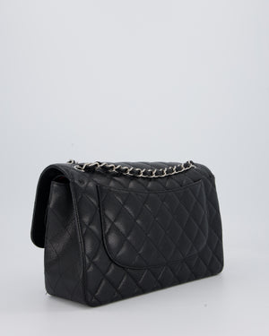Chanel Black Jumbo Classic Double Flap Bag in Caviar Leather with Silver Hardware